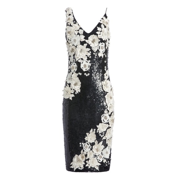 Alice Olivia Francie Sequin Fitted Gown Midi Dress - Picture 2 of 7